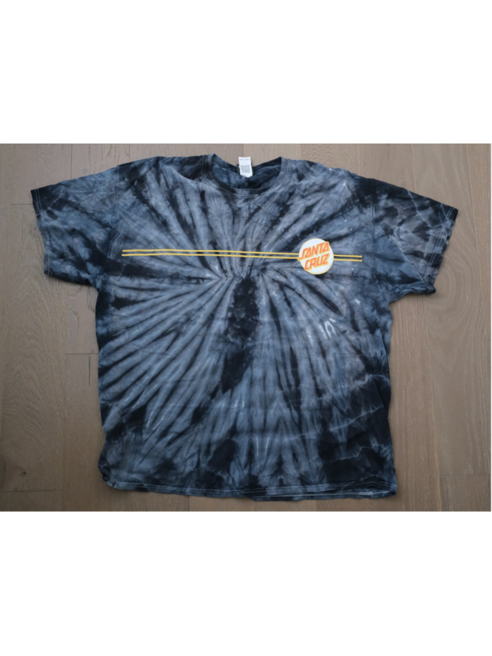 Santa Cruz Skateboards Tie Dye Logo T-Shirt 2XL Black Gray Skate Tee